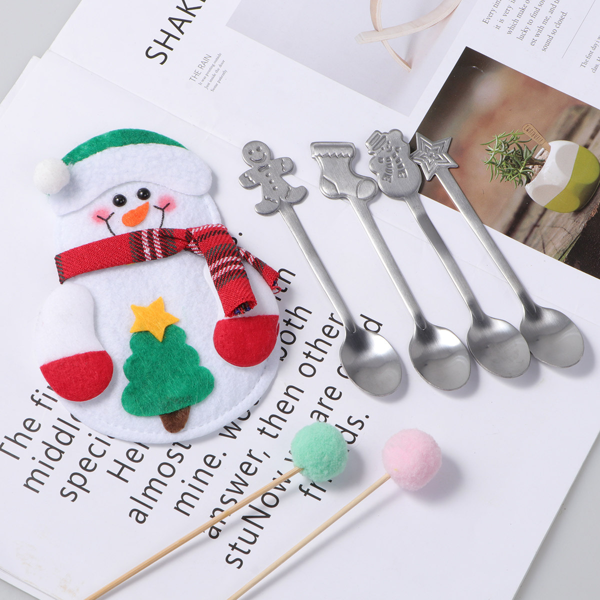 Coffee Tea Spoon - 5Pcs Set Sendok Natal Stainless Steel