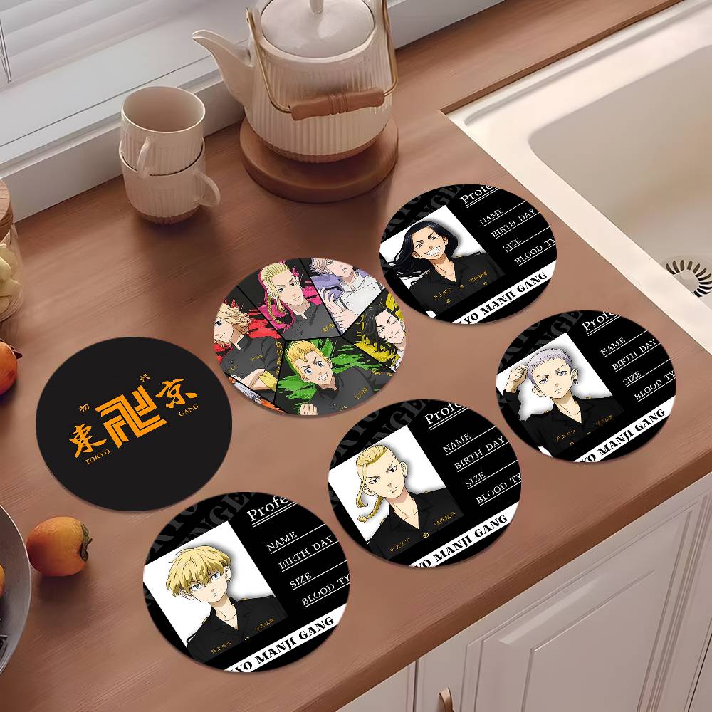 T And Tea Coffee - Anime T-Tokyo R-Revengers Coasters Kayu Bulat