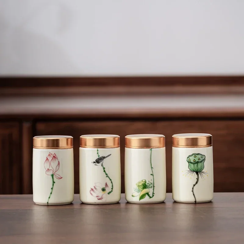 Tea Coffee Sugar Container - 4 buah/lot butik keramik teh Caddy