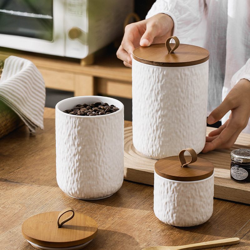 Tea Coffee Sugar Container - Tabung Penyimpanan Teh Keramik Pola Batu