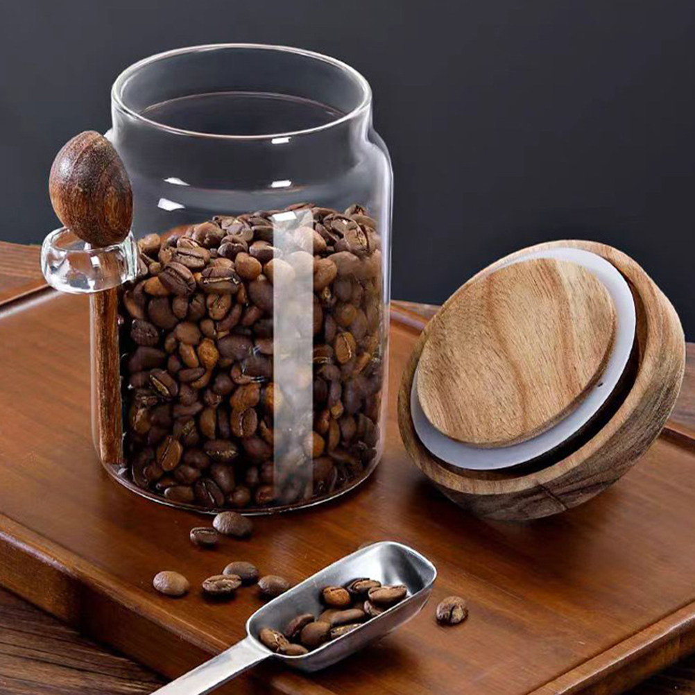 Coffee Tea Holder - Stoples Penyimpanan Biji Kopi Kaca dengan