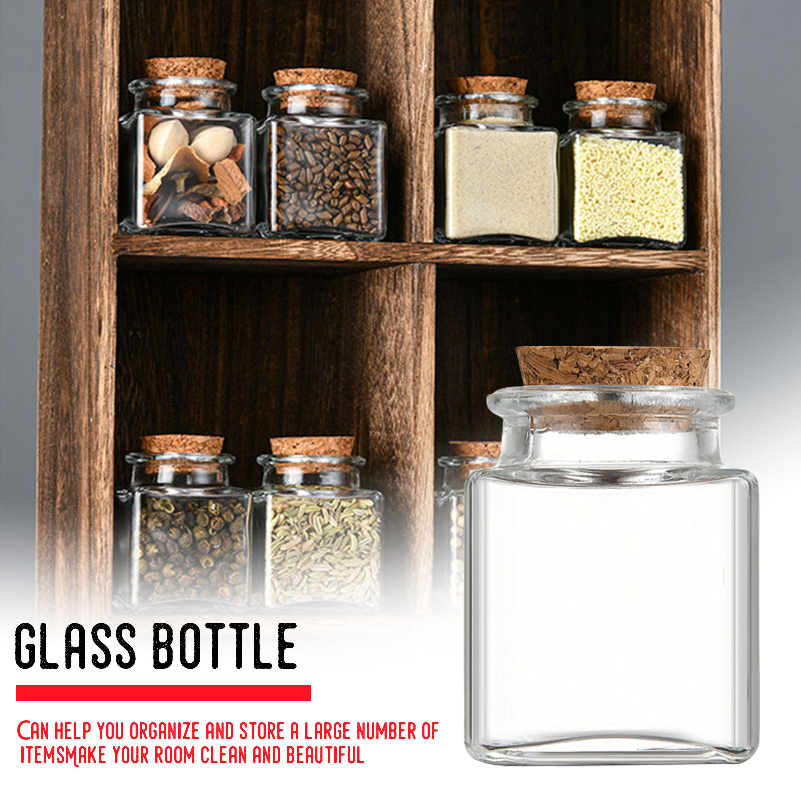 Tea Coffee Sugar Container - 1/5/10 Buah Stoples Penyimpanan Kaca Organizer