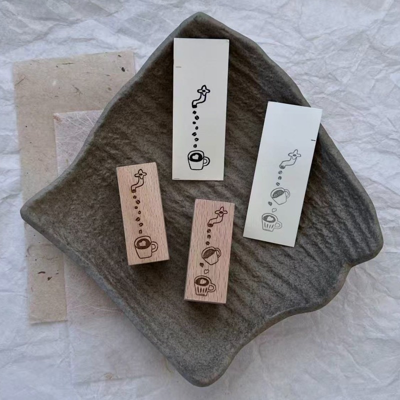 Coffee Tea Photos - Stempel Karet Kayu Vintage Cantik Motif