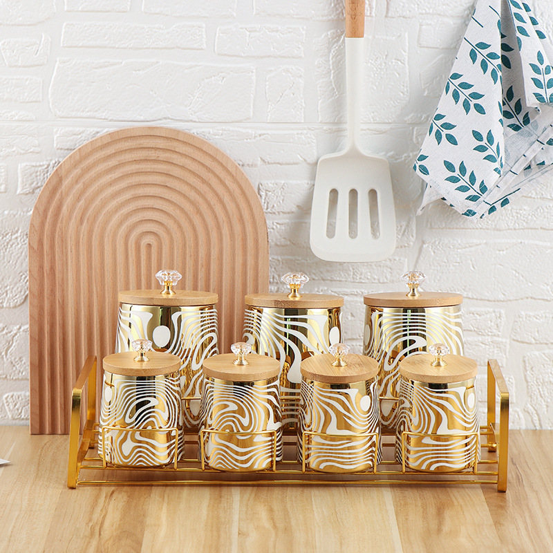 Coffee Tea Canister Set - Set Tabung Dapur Keramik Mengkilap 7