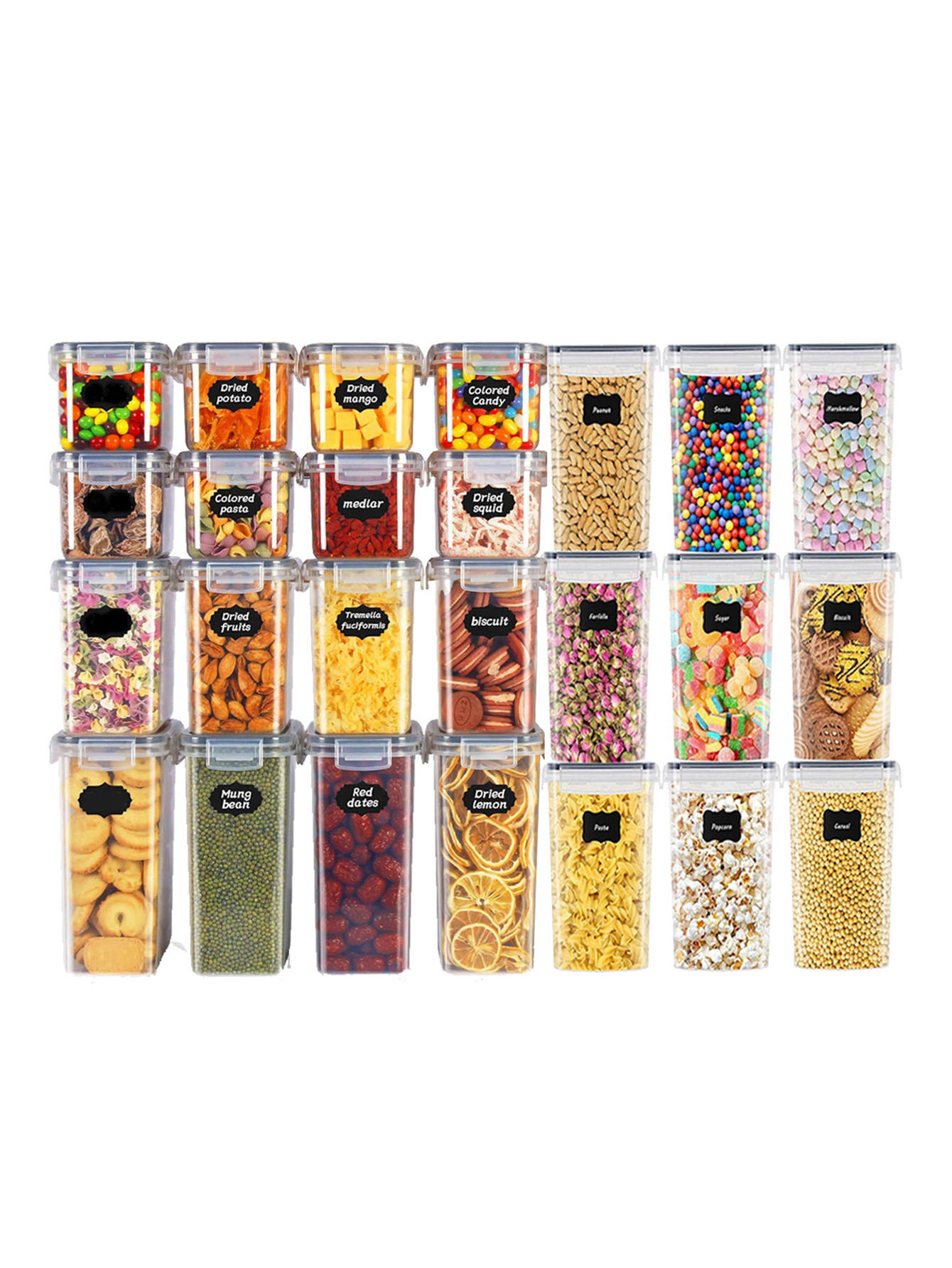 Tea Coffee Sugar Container - 48pcs, Wadah Penyimpanan Makanan Tertutup dengan