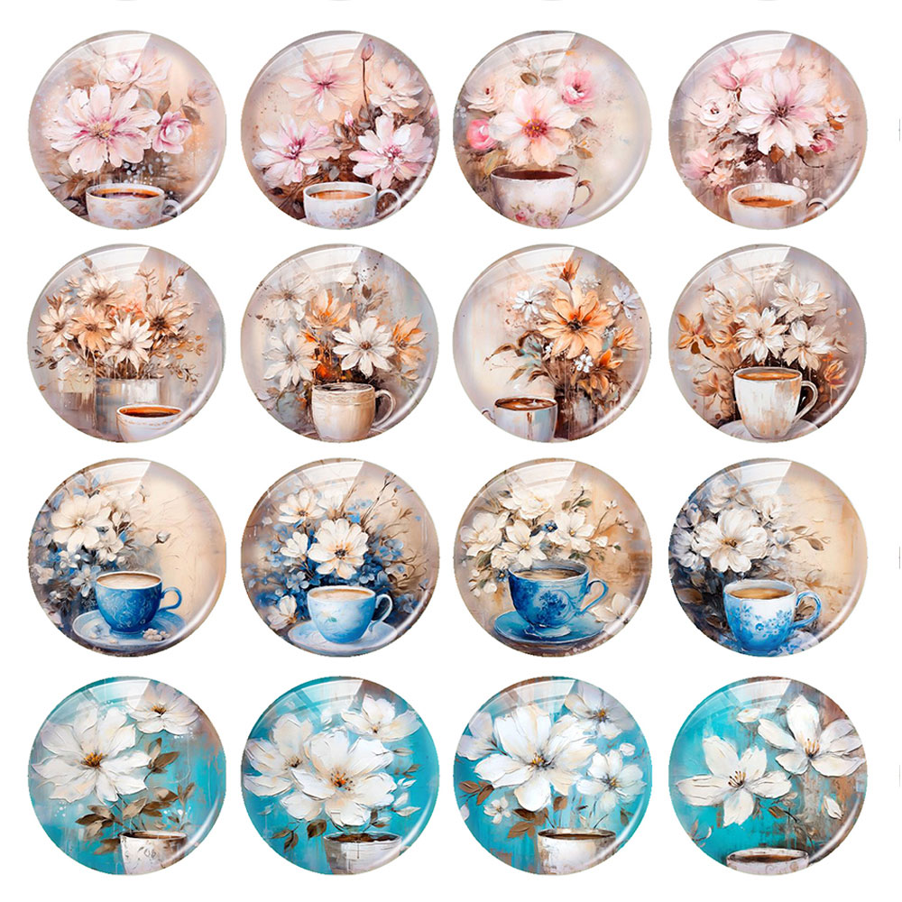 Kaca Cabochon Bentuk Bunga Bul - Coffee Tea Photos ulasan dan harga