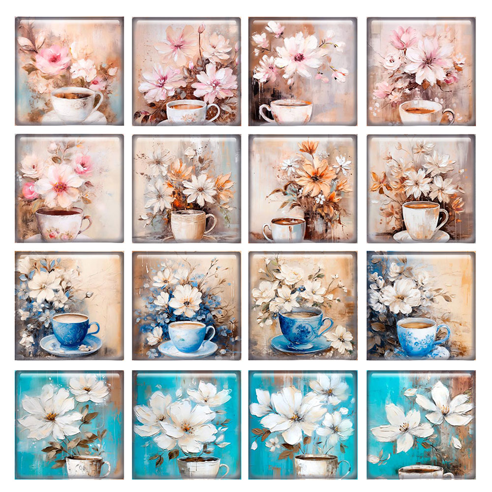 Kaca Cabochon Bentuk Bunga Bul - Coffee Tea Photos ulasan dan harga