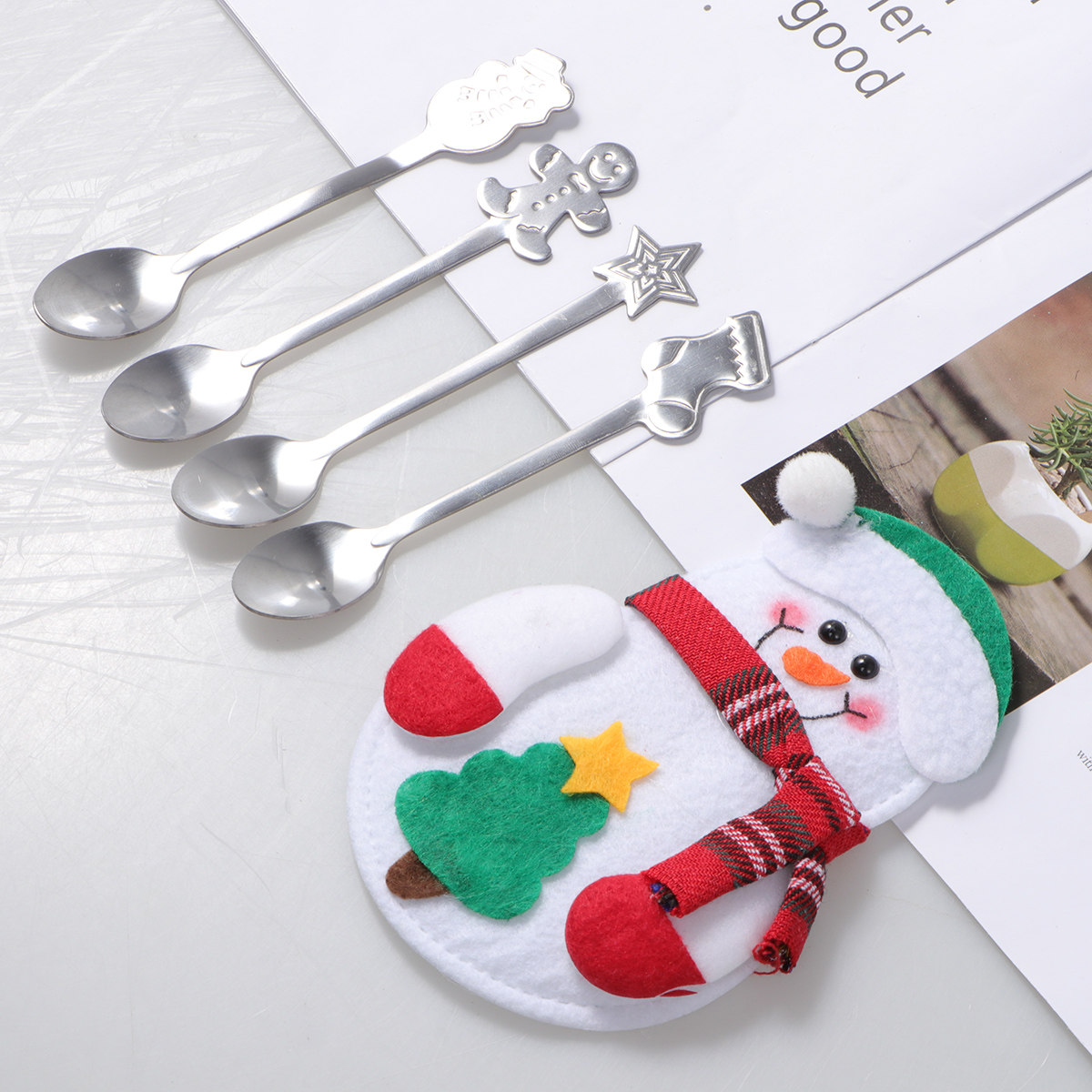 5Pcs Set Sendok Natal Stainles - Coffee Tea Spoon ulasan dan harga