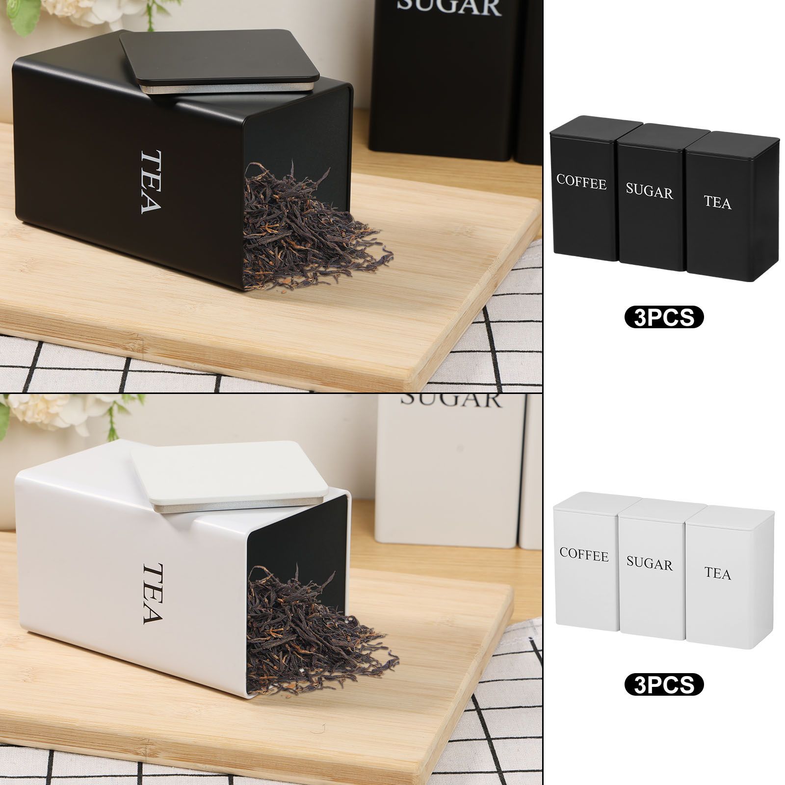 3 buah kaleng penyimpanan biji - Coffee Tea Canister Set ulasan dan harga