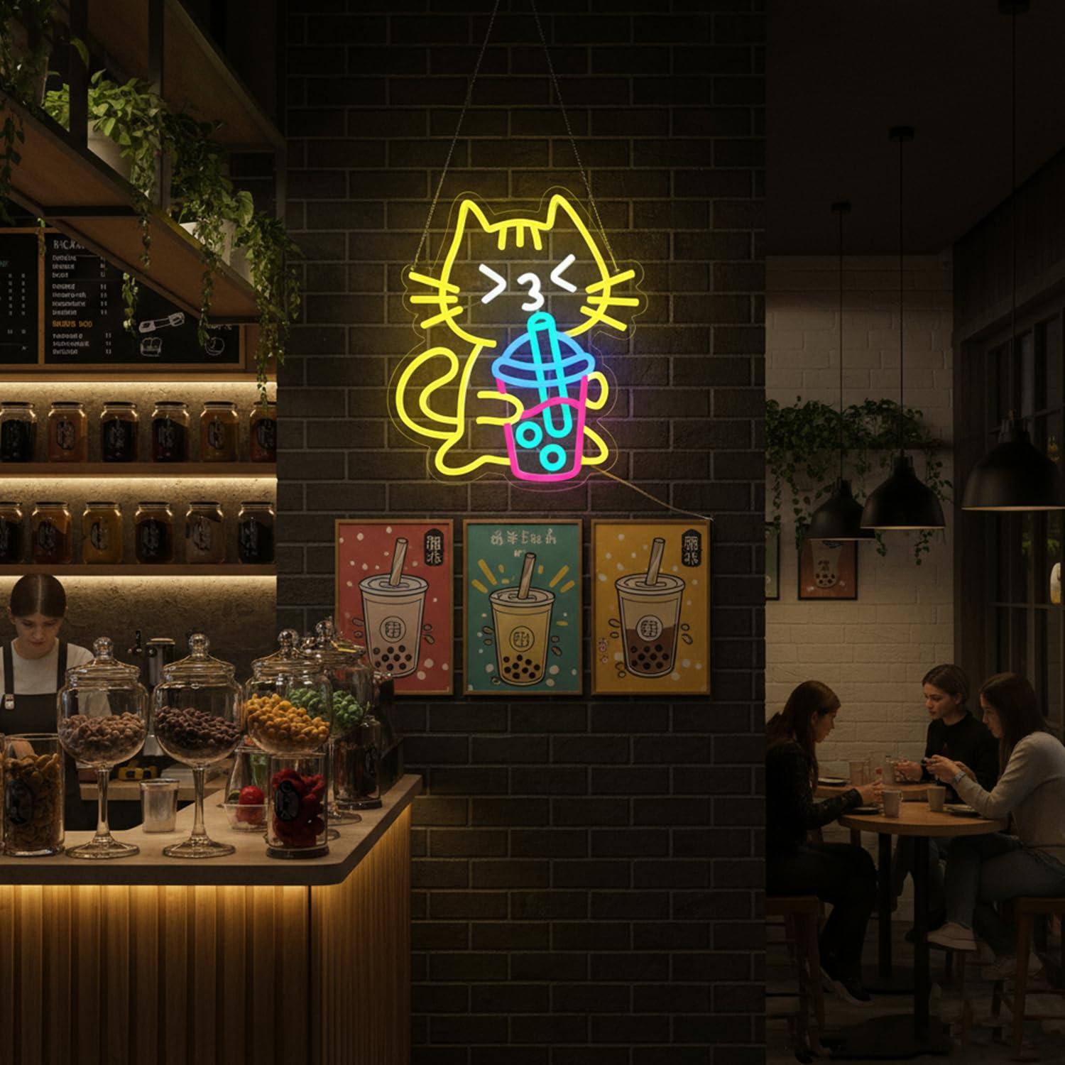 Lampu Neon Boba Tea Bentuk Kuc - Coffee Tea Boba ulasan dan harga