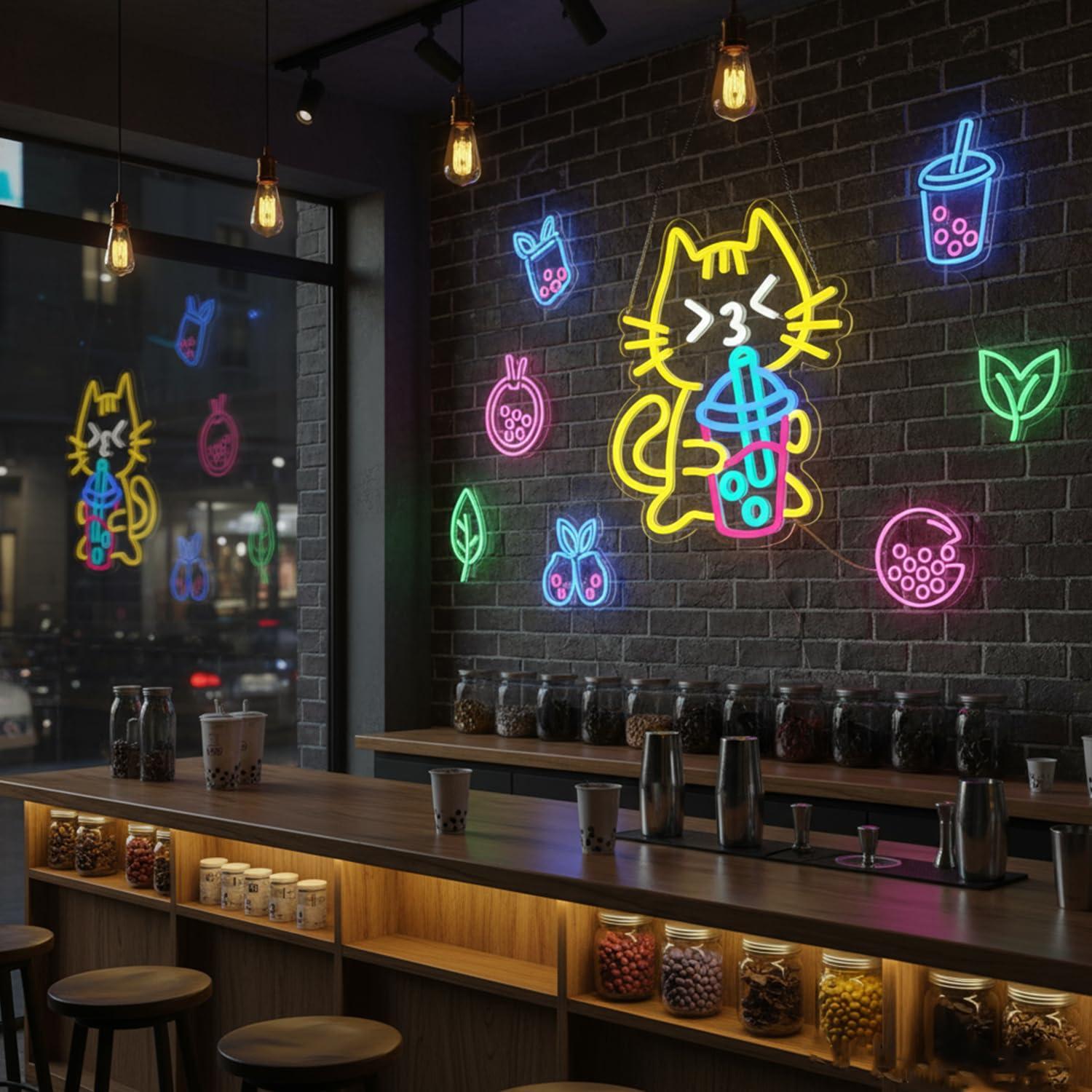 Lampu Neon Boba Tea Bentuk Kuc - Coffee Tea Boba ulasan dan harga