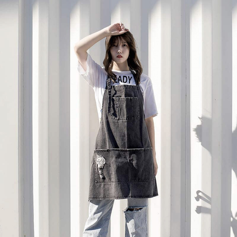 Celemek Denim Katun Cuci Jepan - Coffee Tea Gardens ulasan dan harga