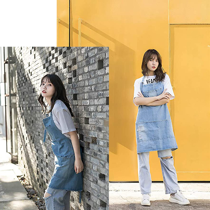 Celemek Denim Katun Cuci Jepan - Coffee Tea Gardens ulasan dan harga