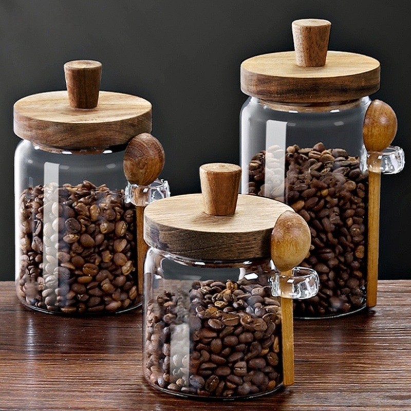 Set Wadah Penyimpanan Kaca ABJ - Coffee Tea Jar Set ulasan dan harga