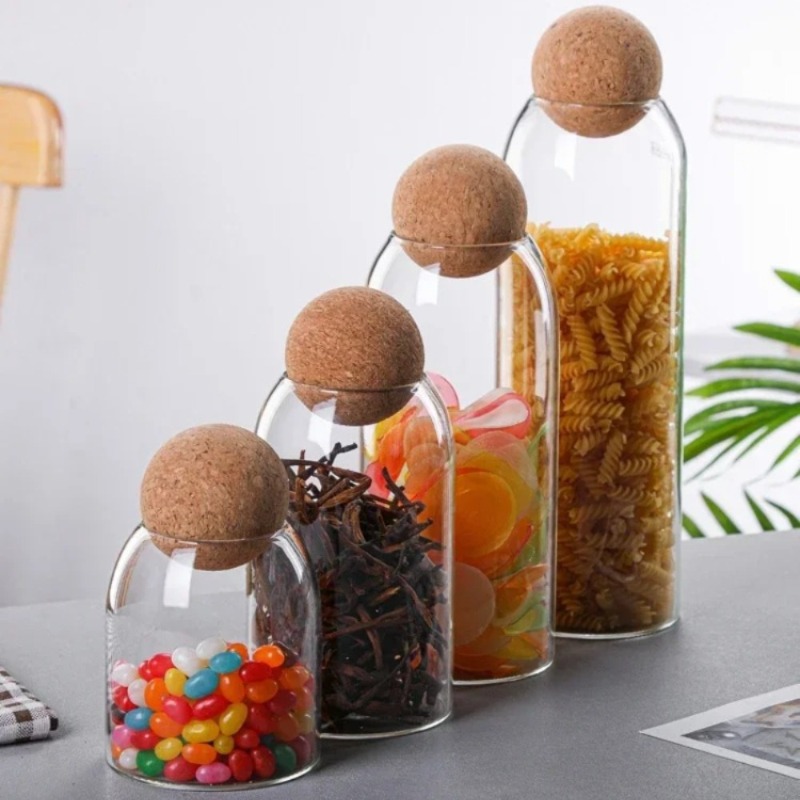 Stoples Kaca dengan Tutup Gabu - Tea Coffee Sugar Container ulasan dan harga