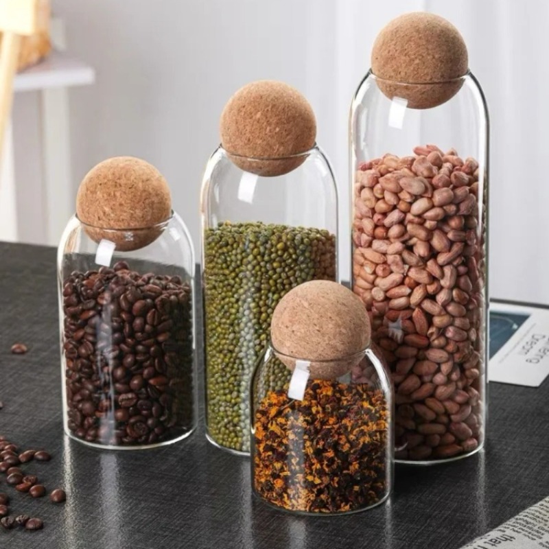 Stoples Kaca dengan Tutup Gabu - Tea Coffee Sugar Container ulasan dan harga