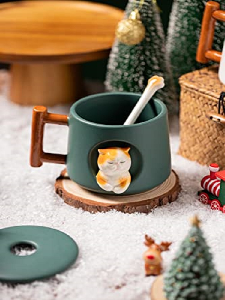 Mug Keramik 3D Bentuk Kucing y - Coffee Tea Spoon ulasan dan harga