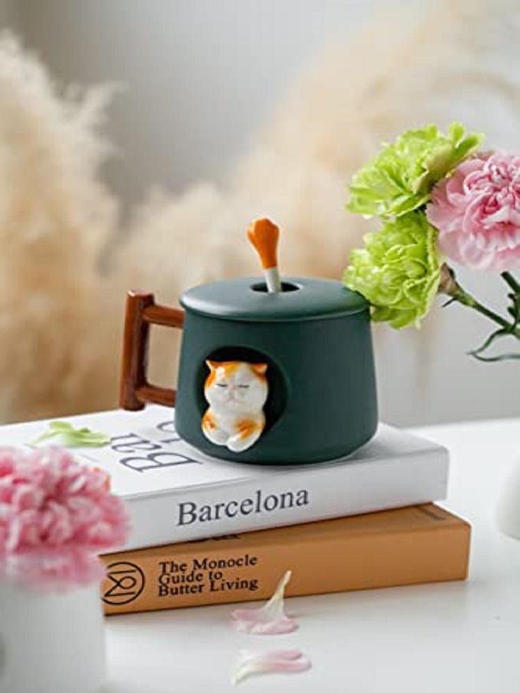 Mug Keramik 3D Bentuk Kucing y - Coffee Tea Spoon ulasan dan harga