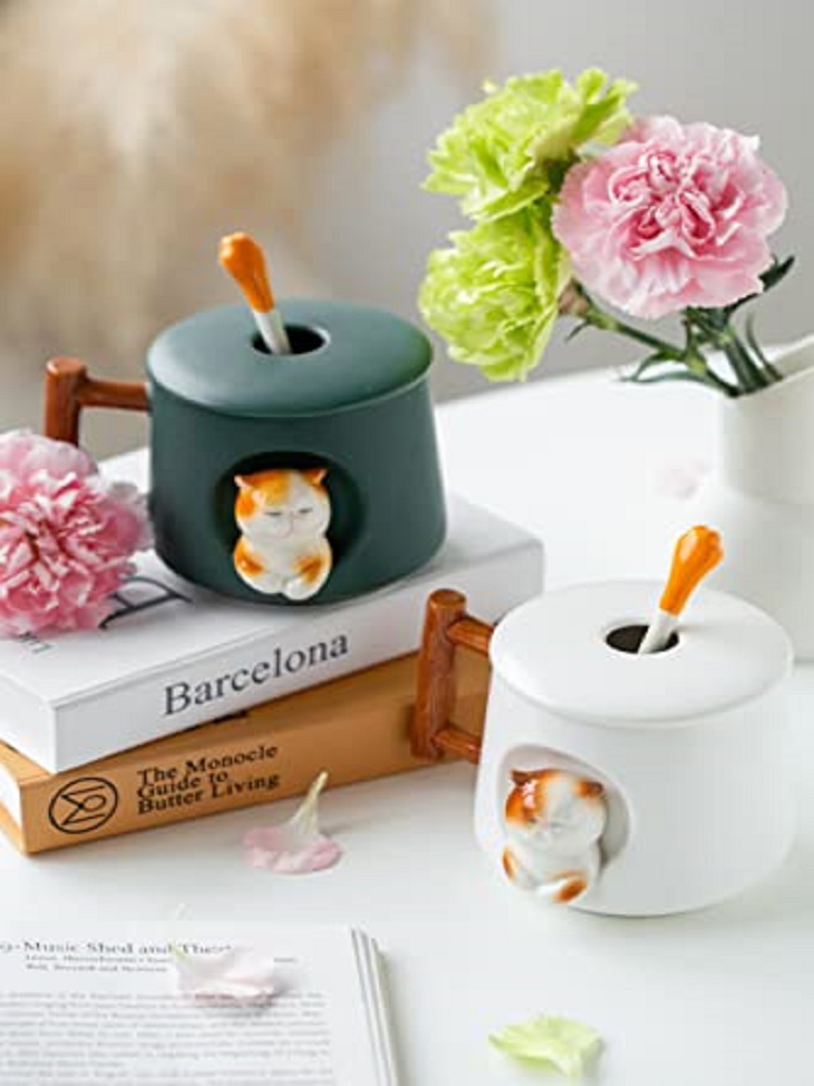 Mug Keramik 3D Bentuk Kucing y - Coffee Tea Spoon ulasan dan harga