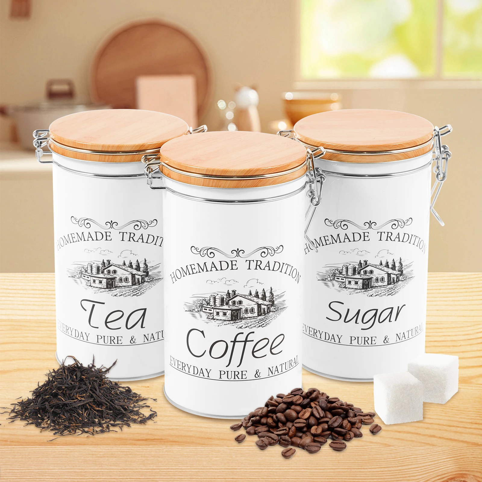 3 Buah/Set Wadah Teh Kopi Gula - Coffee Tea Jar Set ulasan dan harga