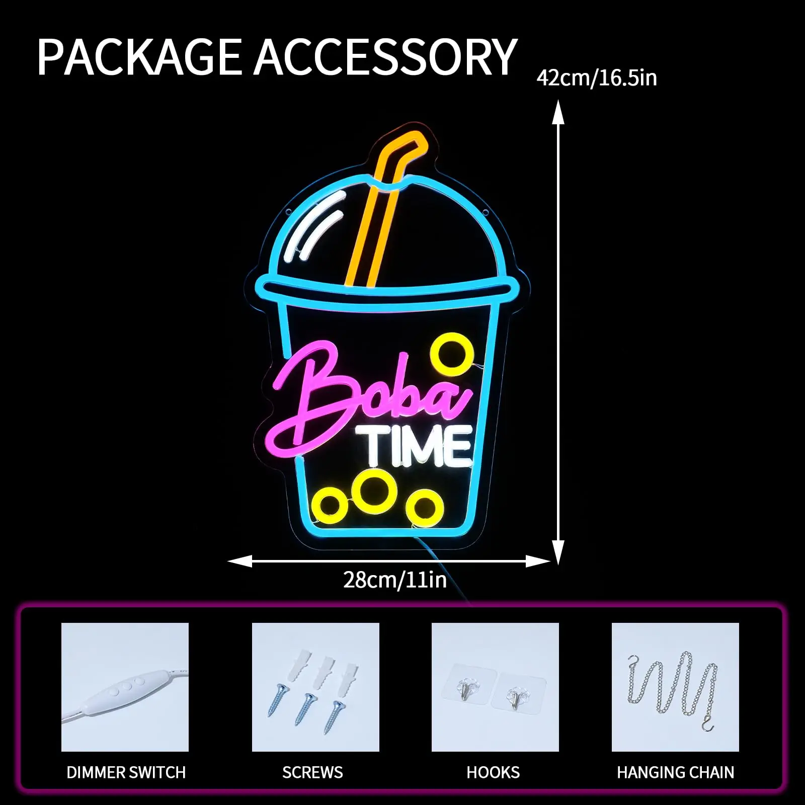 Neon Sign Boba Time untuk Deko - Coffee Tea Boba ulasan dan harga