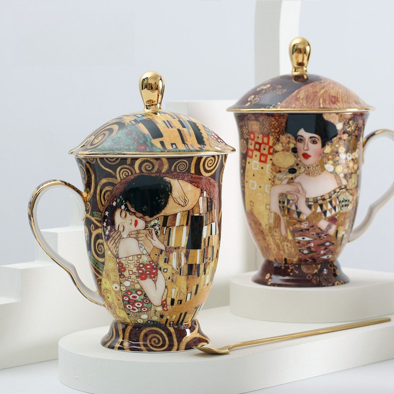 Mug Keramik Eropa dengan Tutup - Coffee Tea Spoon ulasan dan harga