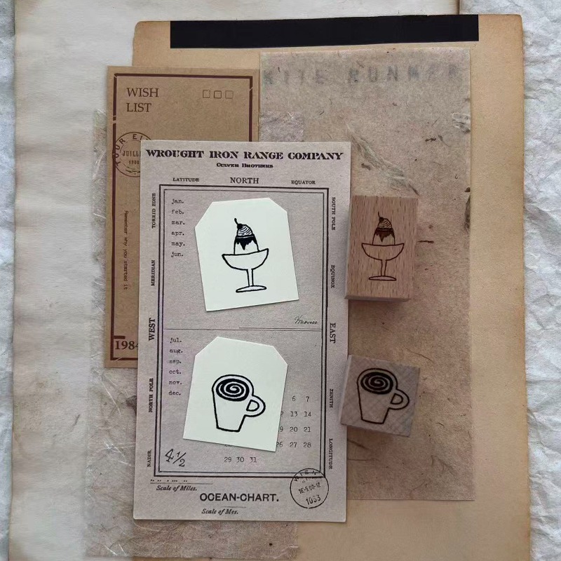 Stempel Karet Kayu Vintage Can - Coffee Tea Photos ulasan dan harga