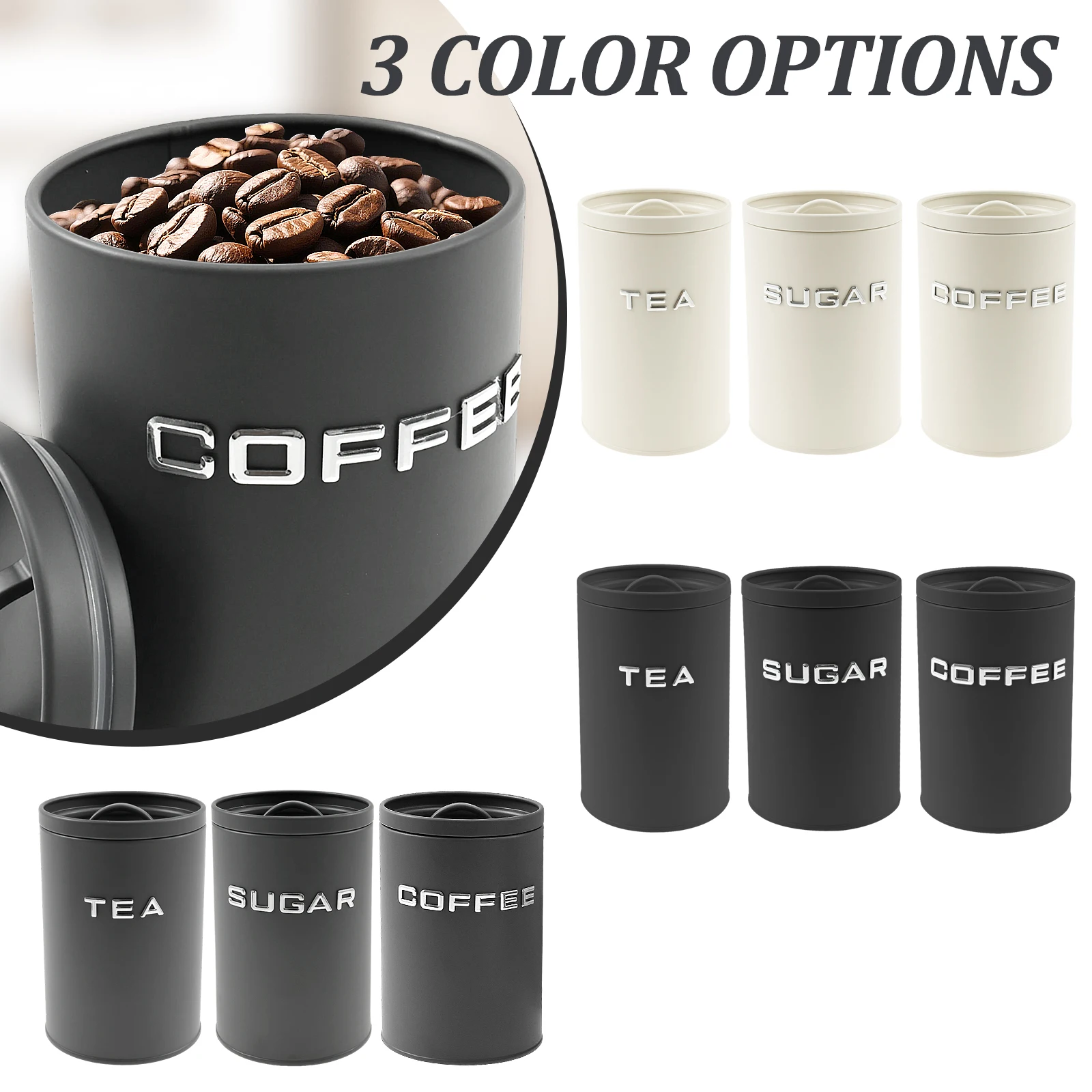 3 Pcs Stoples Logam Bulat untu - Tea Coffee Sugar Container ulasan dan harga