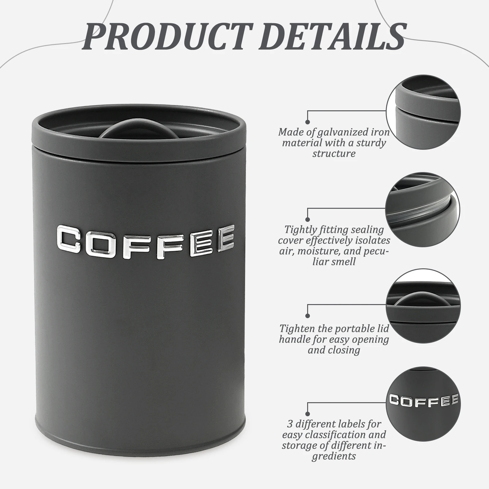 3 Pcs Stoples Logam Bulat untu - Tea Coffee Sugar Container ulasan dan harga